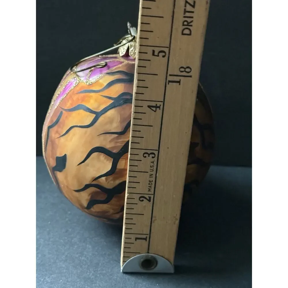 Handblown Glass Bengal Tiger Ornament Made In Poland Christmas Holiday Decor
